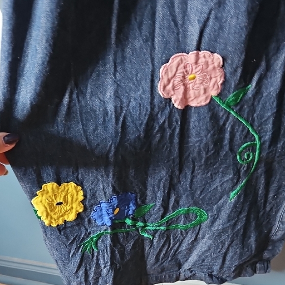 Vintage Styled By Saybury Embroidered Denim Robe Duster Cottagecore Dress - Picture 6 of 10
